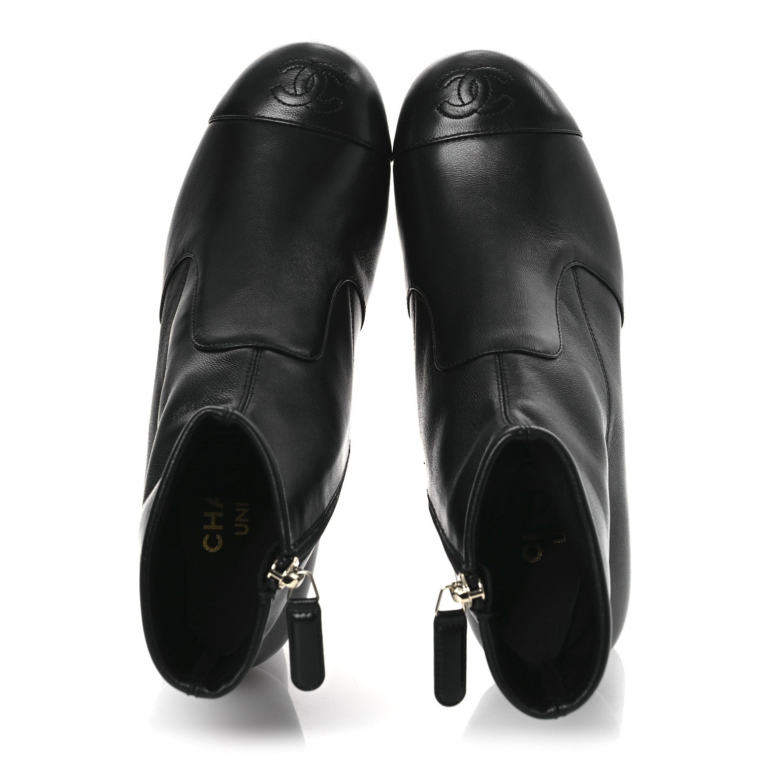 Chanel Stretch Lambskin Cap Toe CC Short Boots 36.5 Black 2 of 11