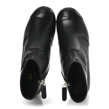 Chanel Stretch Lambskin Cap Toe CC Short Boots 36.5 Black 2 of 11