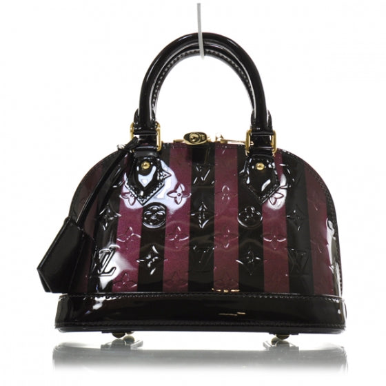 Louis Vuitton Vernis Rayures Alma BB Amarante 1 of 2