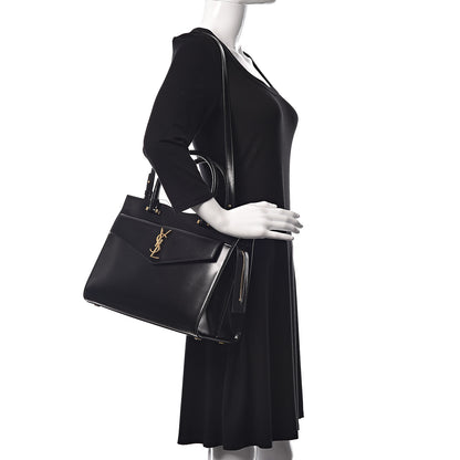 Saint Laurent Shiny Calfskin Medium Uptown Tote Black 2 of 14
