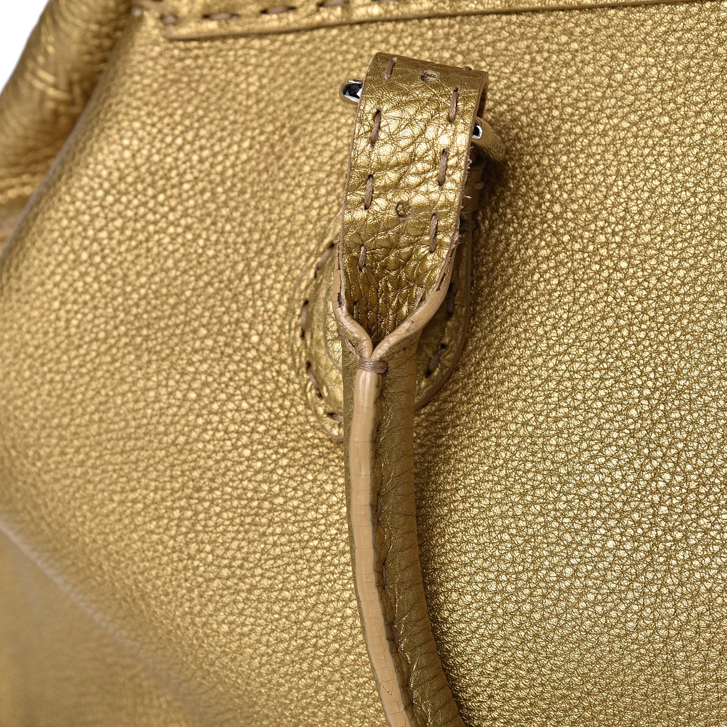 Fendi Calfskin Romano Selleria Large Villa Borghese Tote Gold 8 of 14