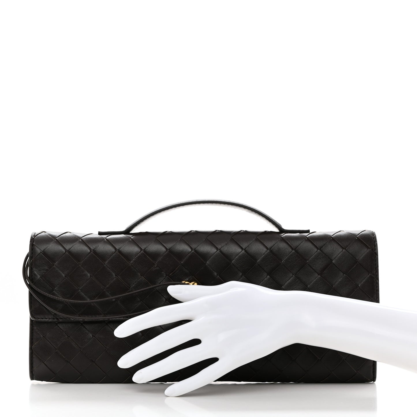 Nappa Intrecciato Long Andiamo Top Handle Clutch Fondant