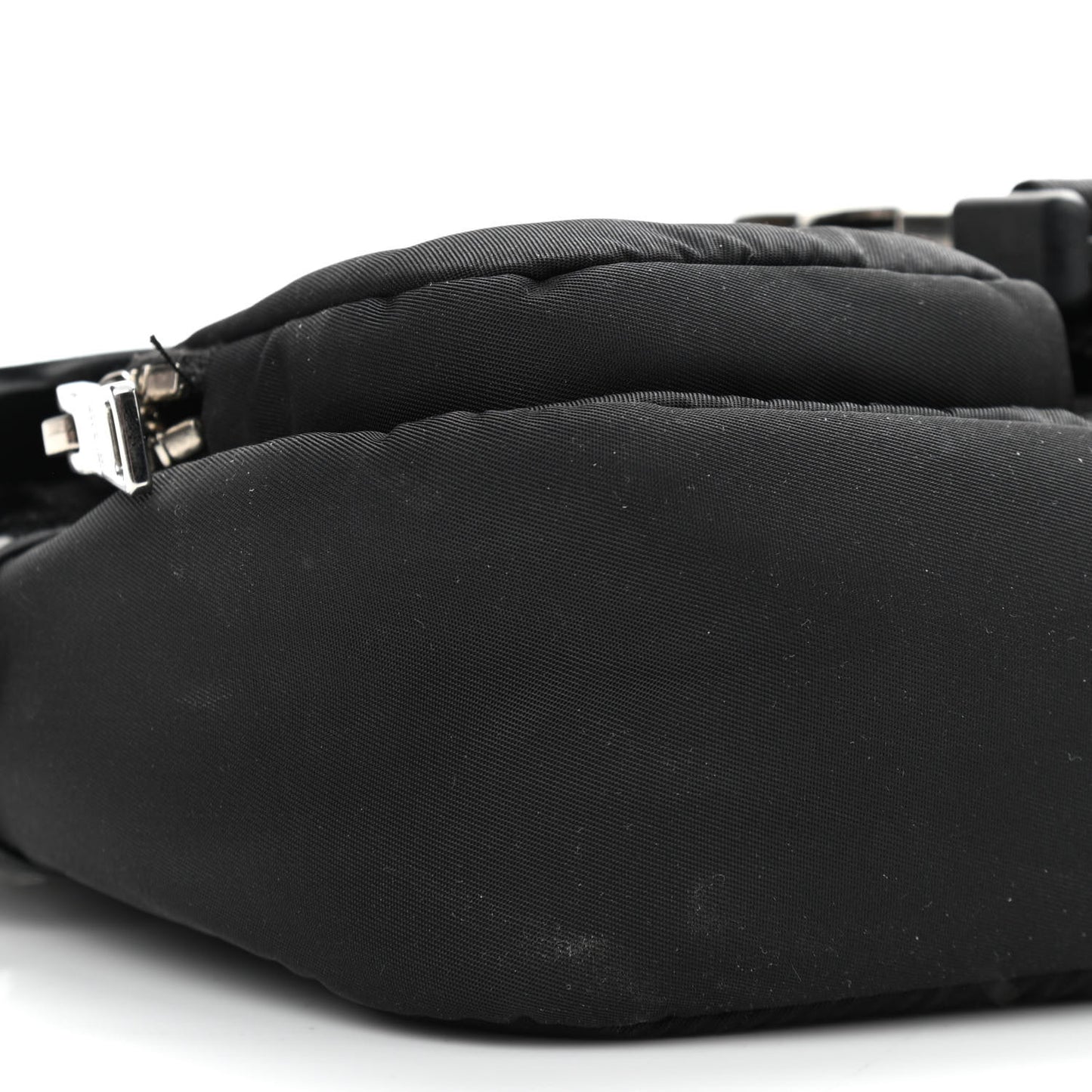 Re-Nylon Spazzolato Double Pocket Buckle Shoulder Bag Black