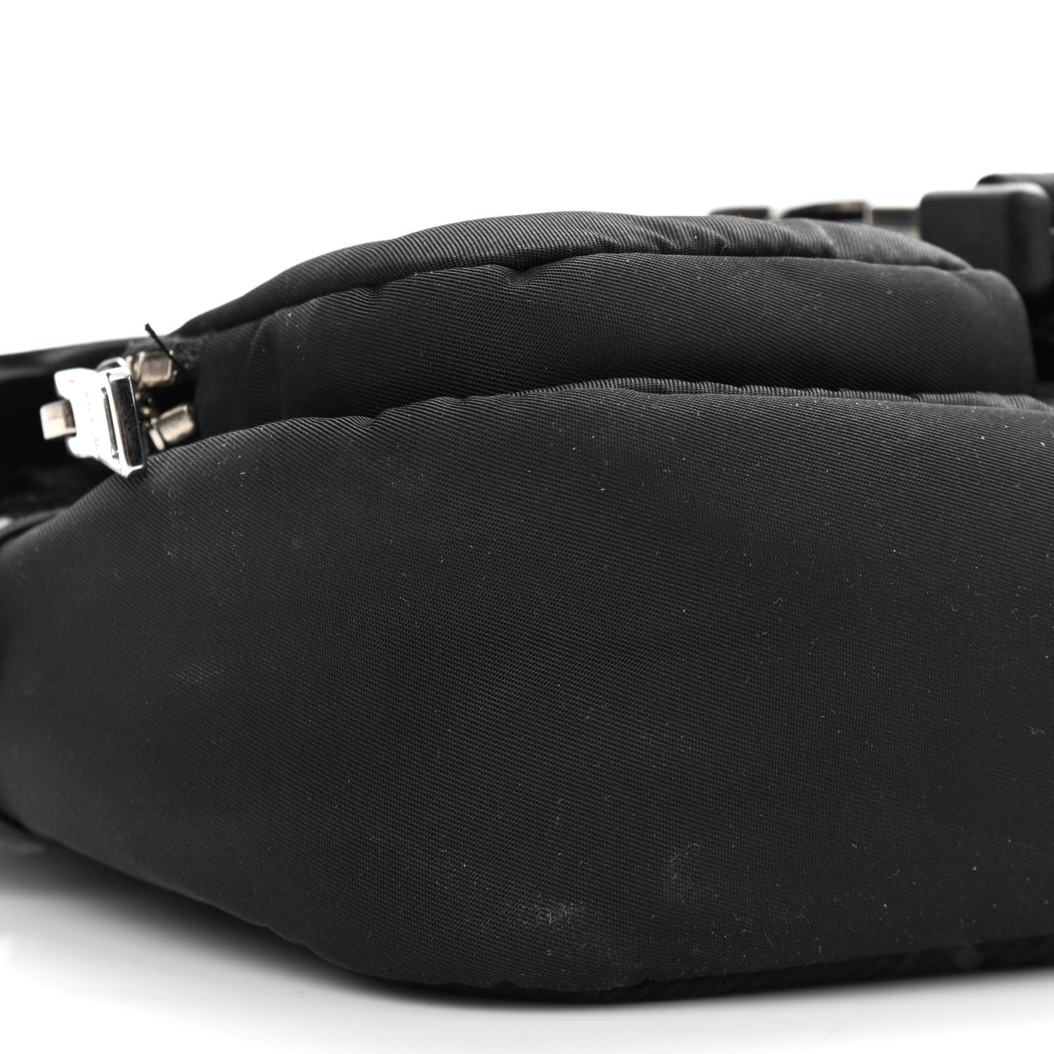 Prada Re-Nylon Spazzolato Double Pocket Buckle Shoulder Bag Black 8 of 11