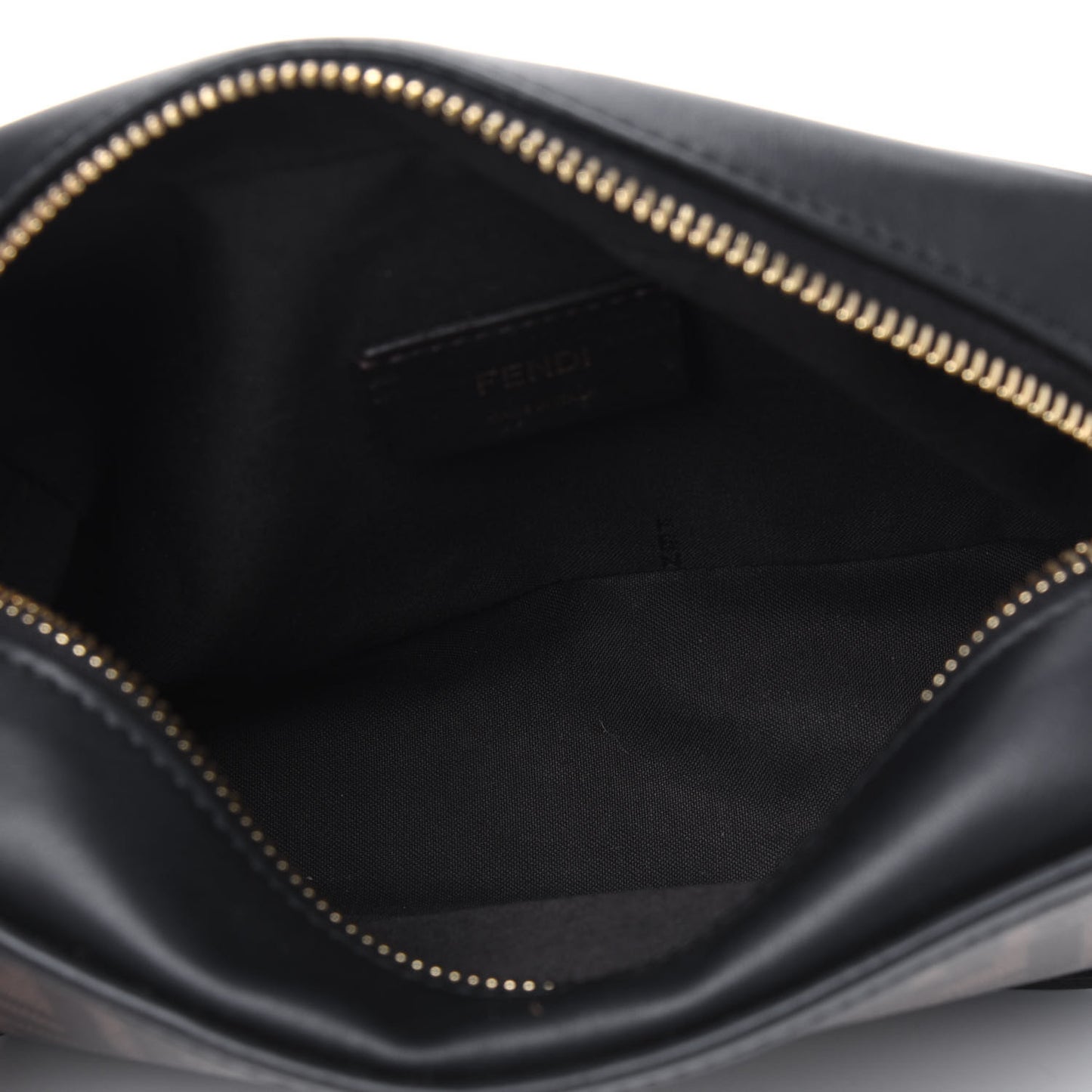 Glazed Fabric Vitello Century FF 1974 Stamp Patch Mini Camera Case Mogano Panna Black