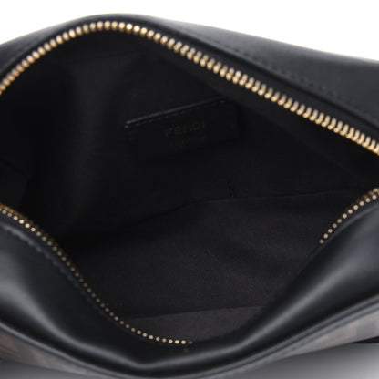 Fendi Glazed Fabric Vitello Century FF 1974 Stamp Patch Mini Camera Case Mogano Panna Black 4 of 5