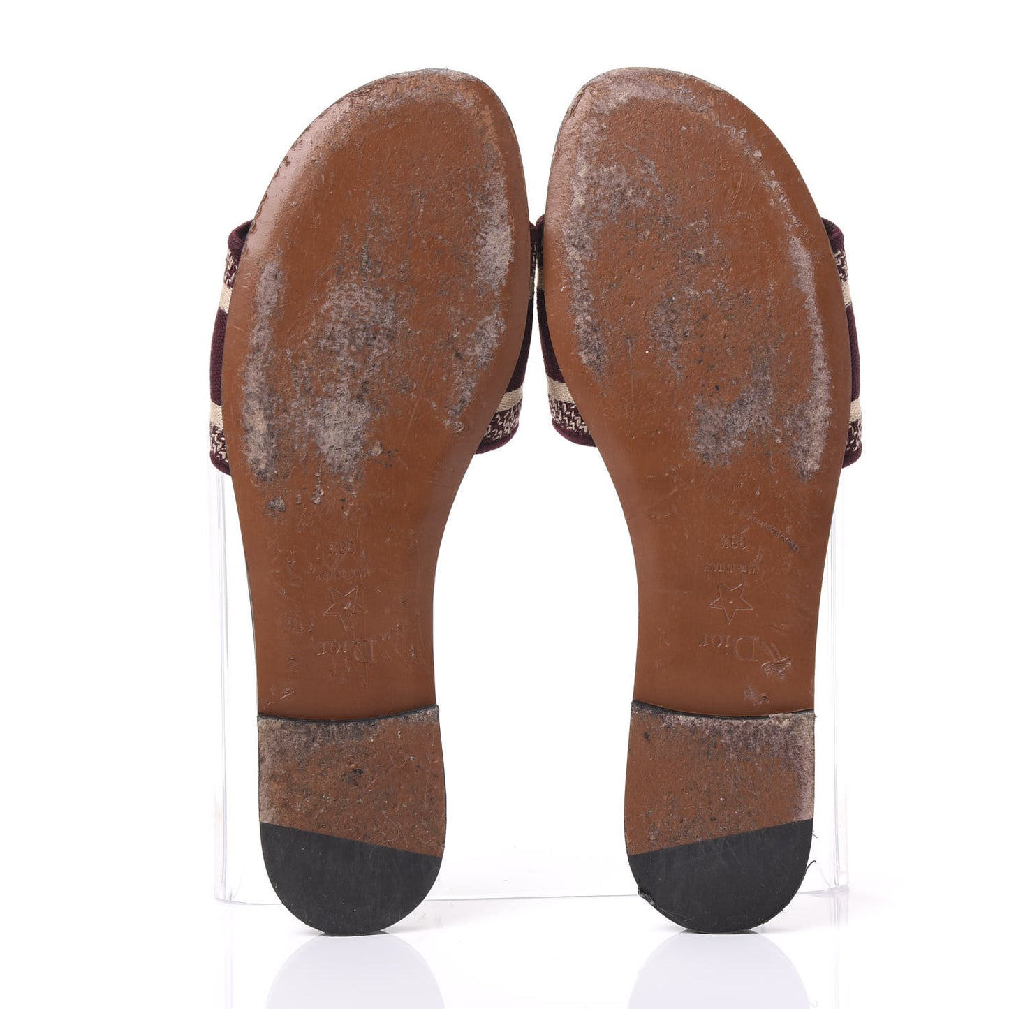 Canvas Embroidered Dway Flat Slide Sandals 38.5 Deep Amaranth