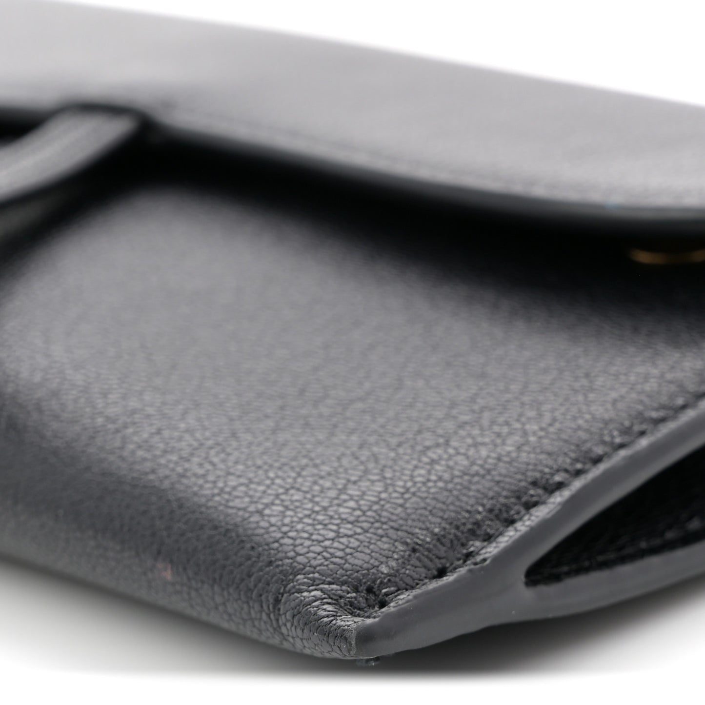 Goatskin Saddle Chain Wallet Pouch Black