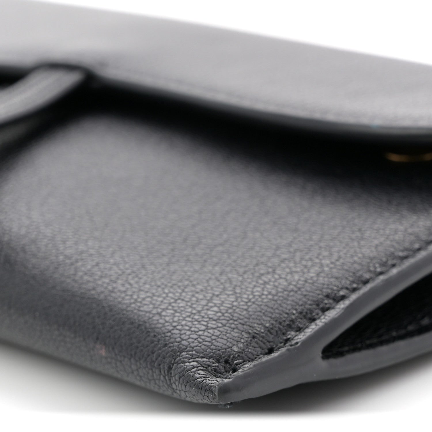 Christian Dior Goatskin Saddle Chain Wallet Pouch Black 11 of 12
