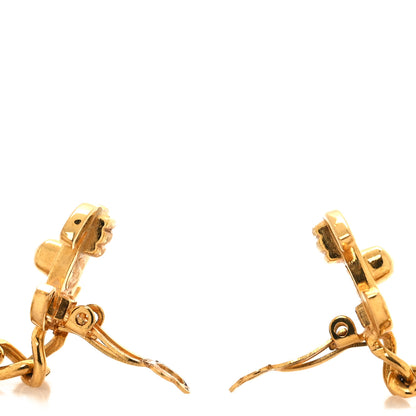 Chanel Metal Crystal CC Turnlock Chain Drop Earrings Gold 3 of 4