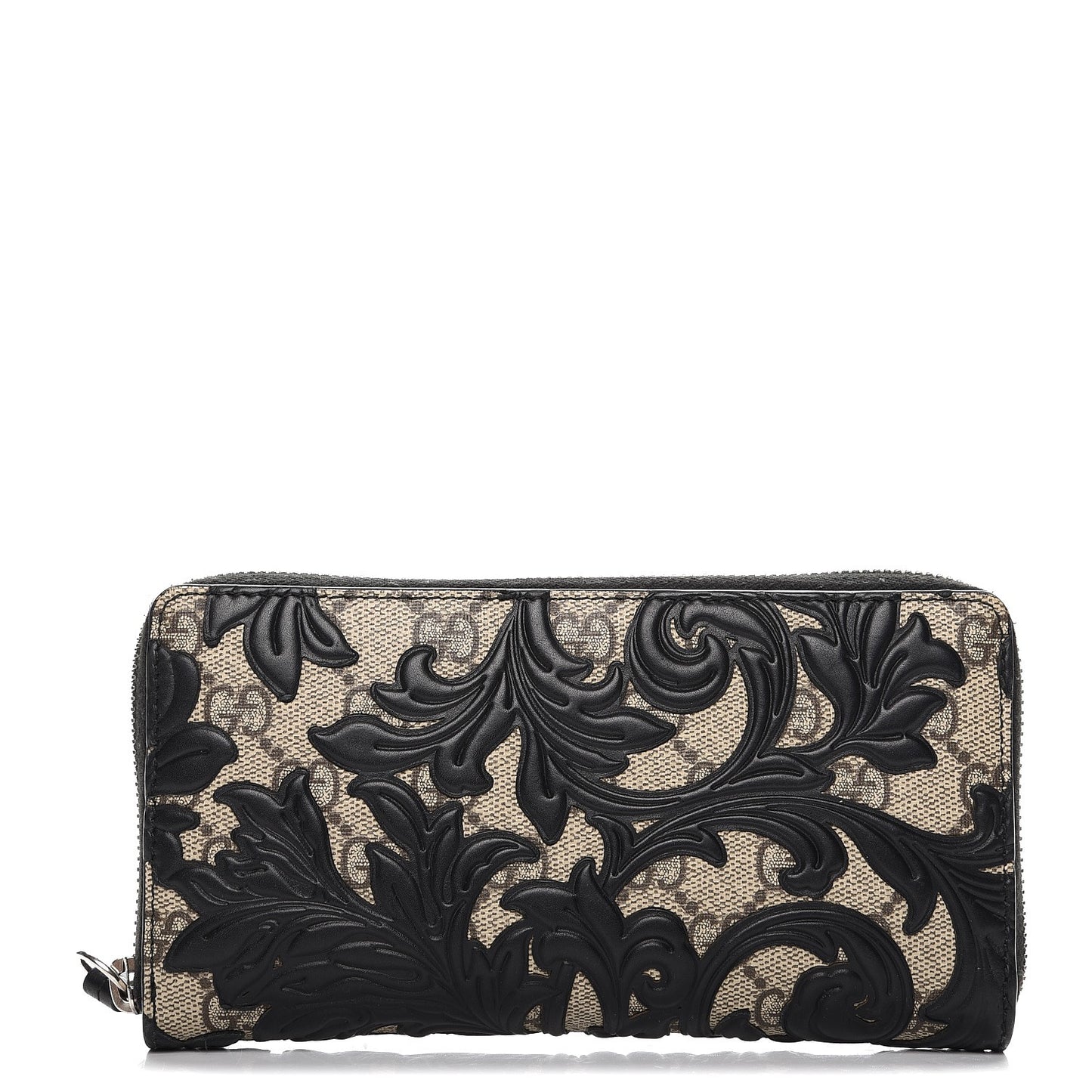 GG Supreme Monogram Arabesque Zip Around Wallet Black