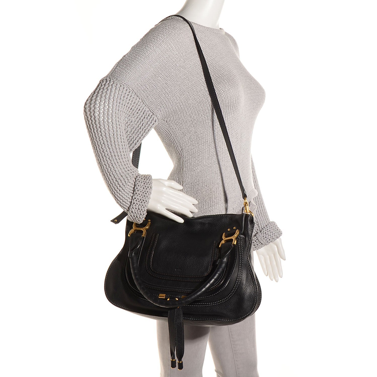 Chloe Calfskin Small Marcie Satchel Black 2 of 8