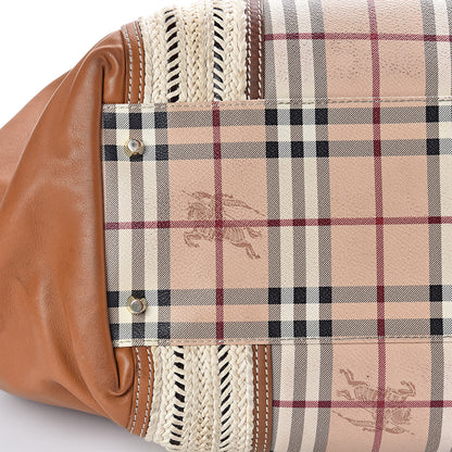 Burberry Haymarket Check Medium Rope Satchel Saddle Brown 15 of 16