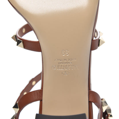 Valentino Garavani Calfskin Rockstud 60mm City Sandals 39 Saddle Brown 7 of 8