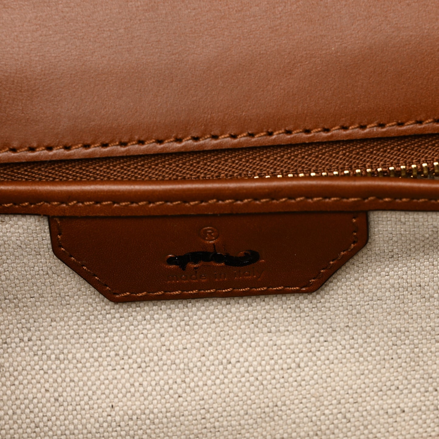 Calfskin Geometric Print Medium Bamboo 1947 Top Handle Bag Brown