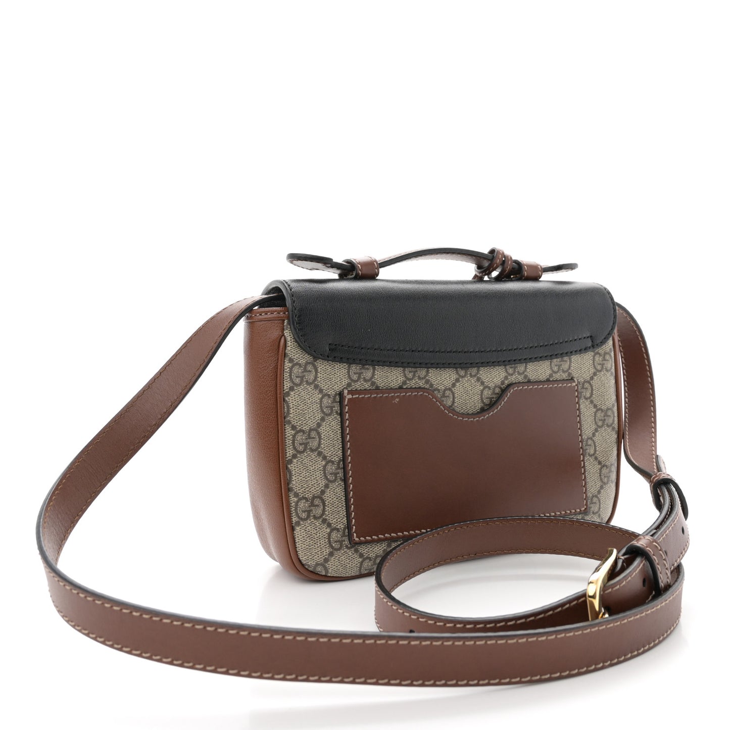 GG Supreme Monogram New Sakai Lux Calfskin Mini Padlock Flap Pocket Shoulder Bag Beige Ebony Black Cuir