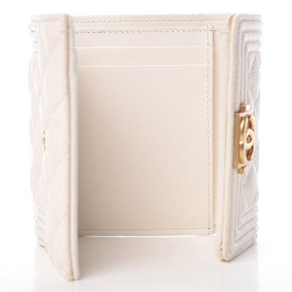 Chanel Caviar Quilted Compact Boy Flap Wallet White 5 of 9