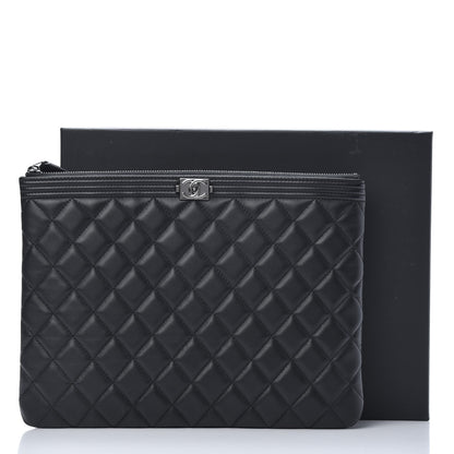 Chanel Lambskin Quilted Medium Boy Cosmetic Case Black 8 of 8