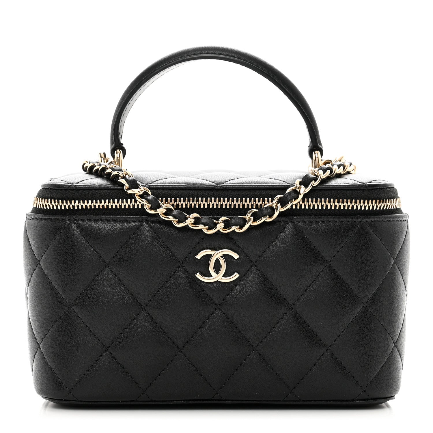 Chanel Lambskin Quilted Small Top Handle Vanity Case With Chain Black 1 of 9