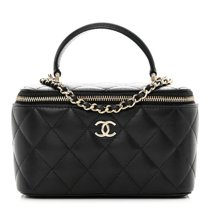 Chanel Lambskin Quilted Small Top Handle Vanity Case With Chain Black 1 of 9