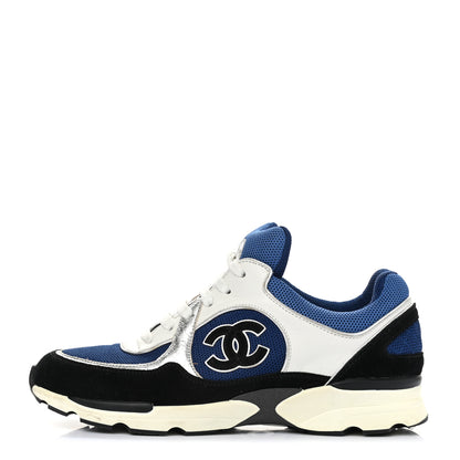 Chanel Suede Calfskin CC Sneakers 40 Blue Black 1 of 9