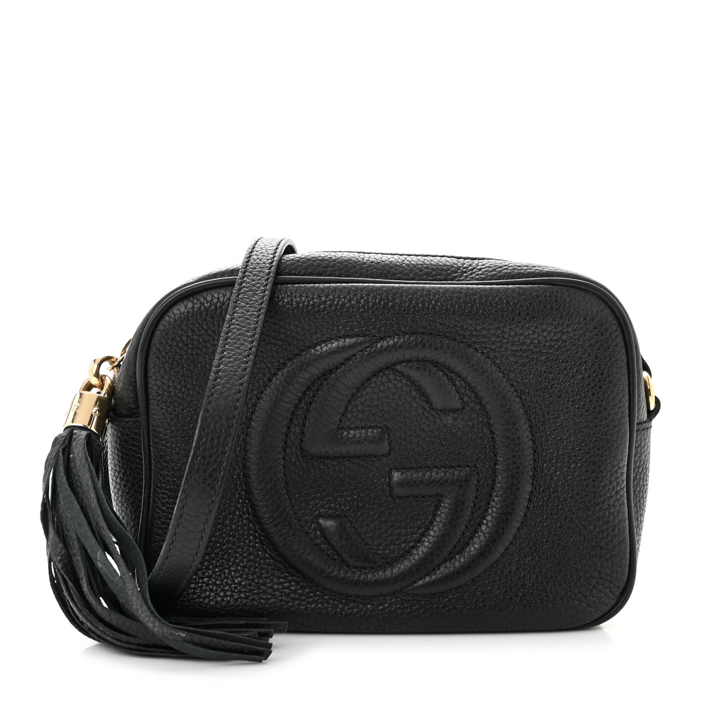 Pebbled Calfskin Small Soho Disco Bag Black