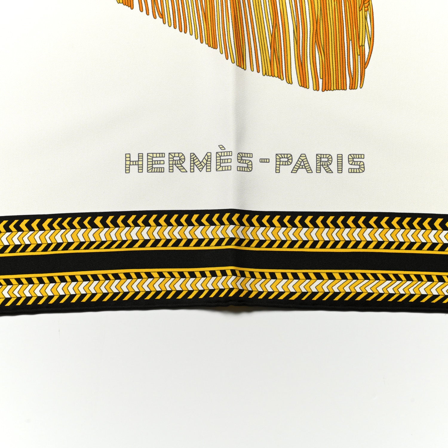 Hermes Silk Selle Des Steppes Scarf 90 White Or Black 2 of 6