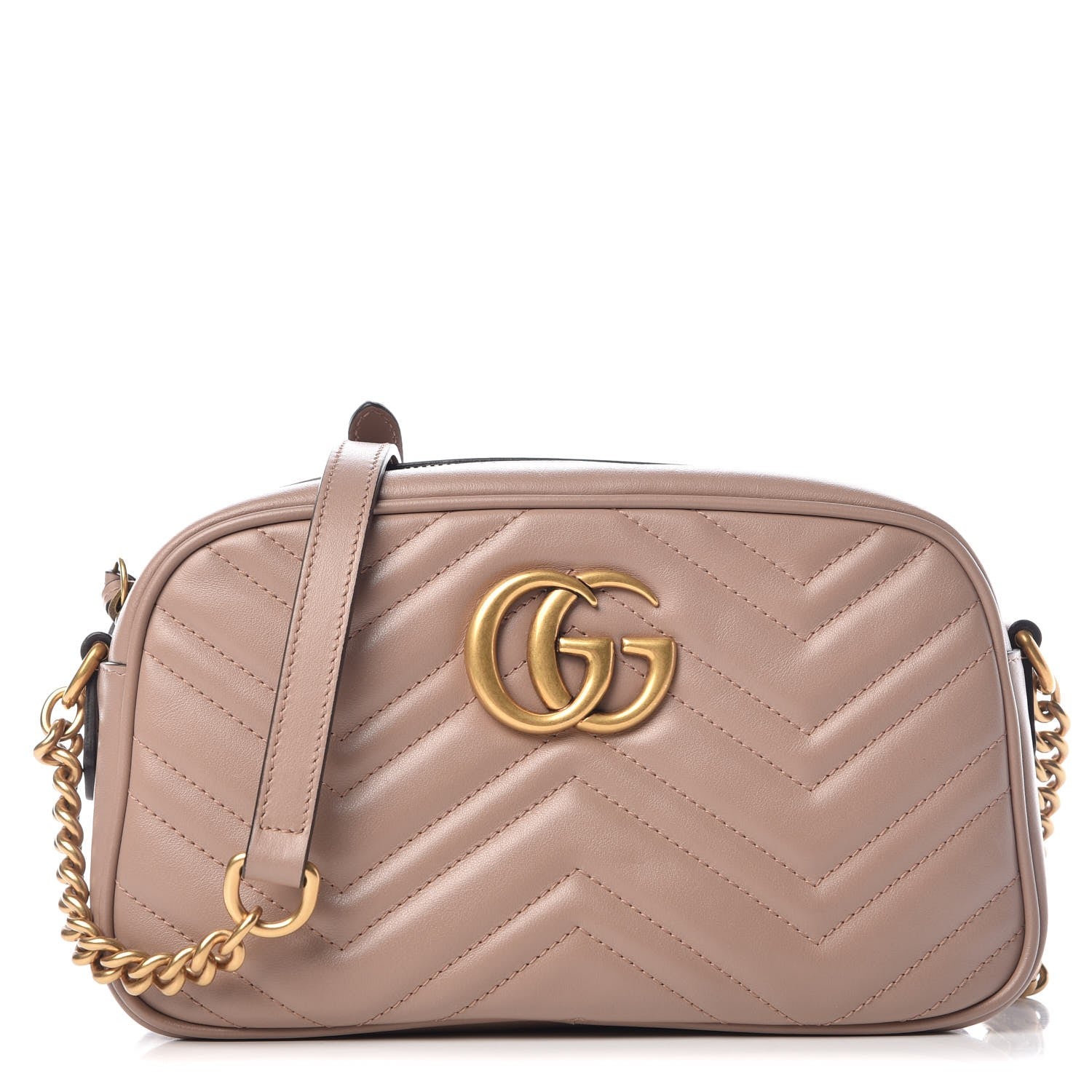 Gucci Calfskin Matelasse Small GG Marmont Chain Shoulder Bag Porcelain Rose 1 of 7