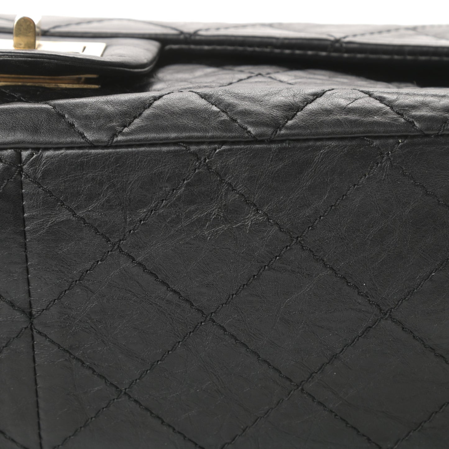 Aged Calfskin Quilted 2.55 Reissue 227 Flap Black