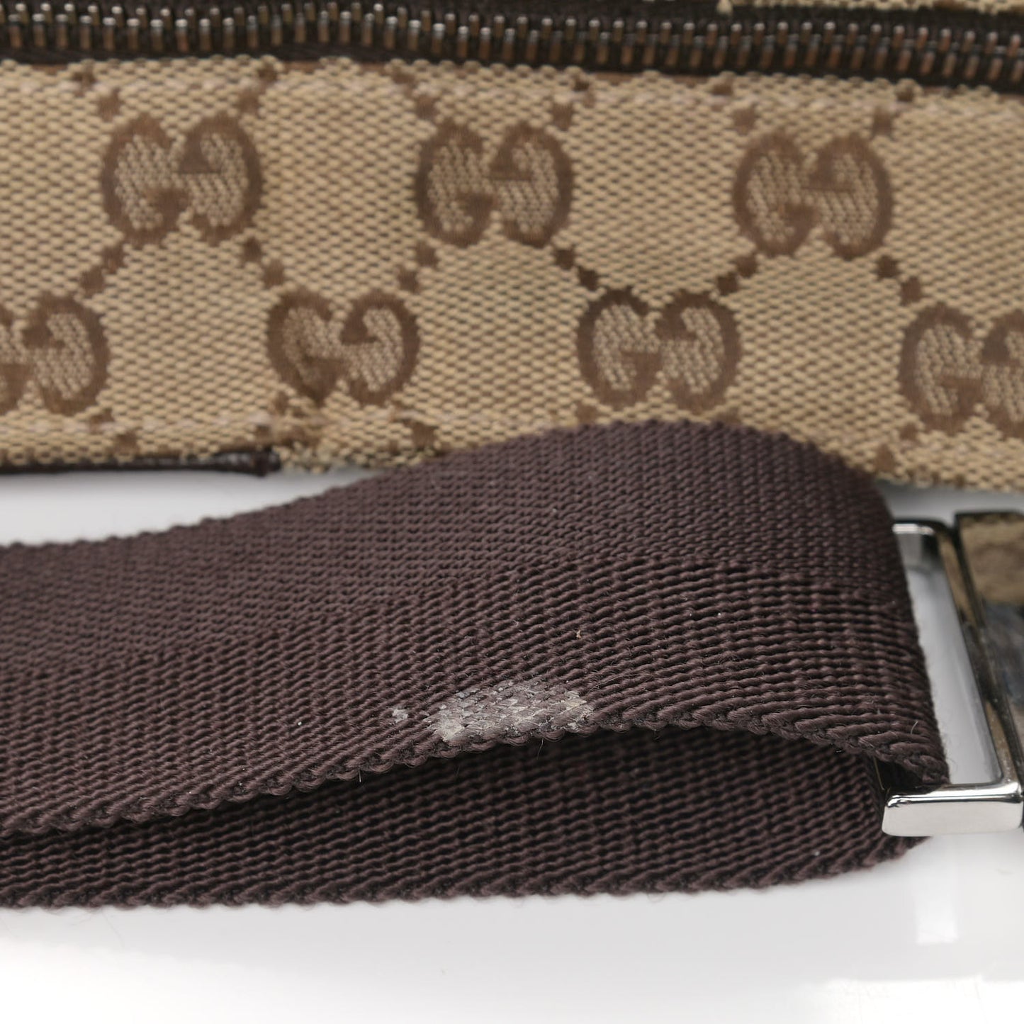 GG Monogram Double Pocket Belt Bag Dark Brown