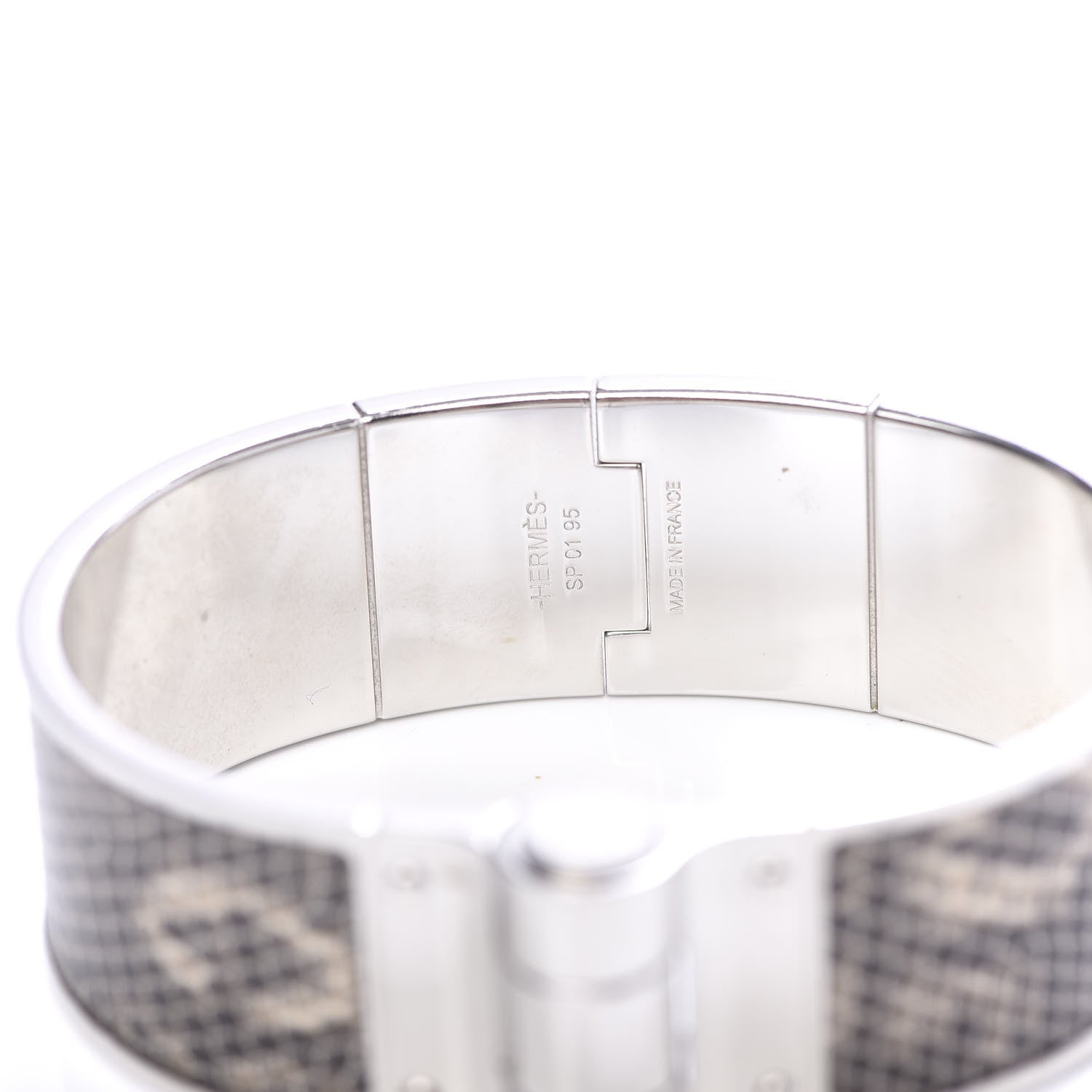 Hermes Lizard Charniere Cuir Wide Hinged Bracelet M Ombre 4 of 7