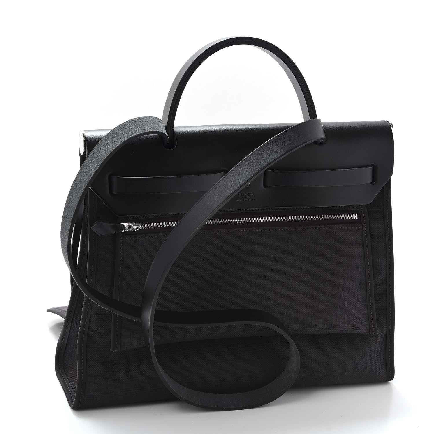 Hermes Military Toile Vache Hunter Herbag Zip PM 31 Prune Black 3 of 10