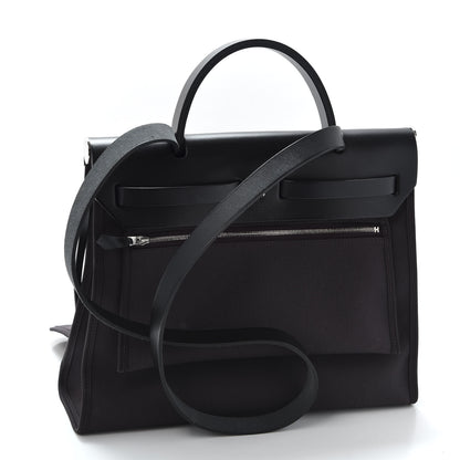 Hermes Military Toile Vache Hunter Herbag Zip PM 31 Prune Black 3 of 10