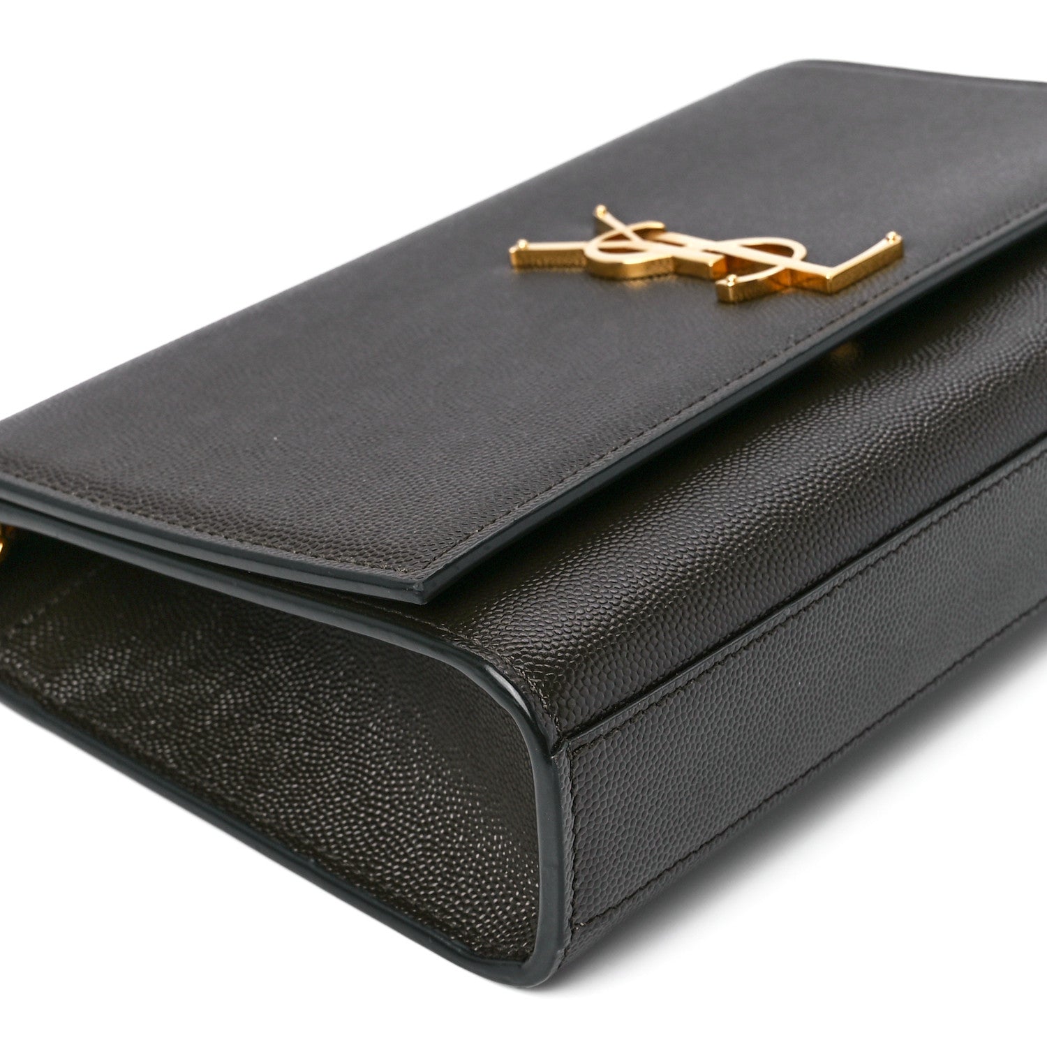 Saint Laurent Grain De Poudre Medium Classic Monogram Kate Satchel Dark Tea 11 of 12