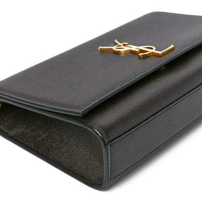 Saint Laurent Grain De Poudre Medium Classic Monogram Kate Satchel Dark Tea 11 of 12