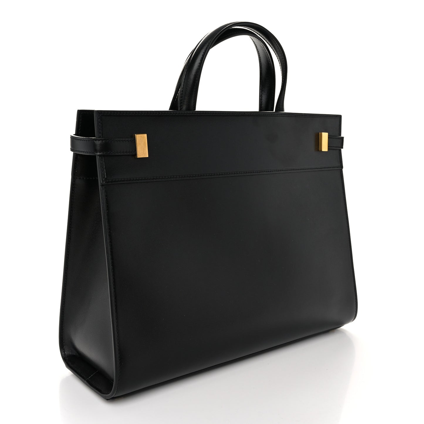 Calfskin Small Manhattan Shopper Tote Black