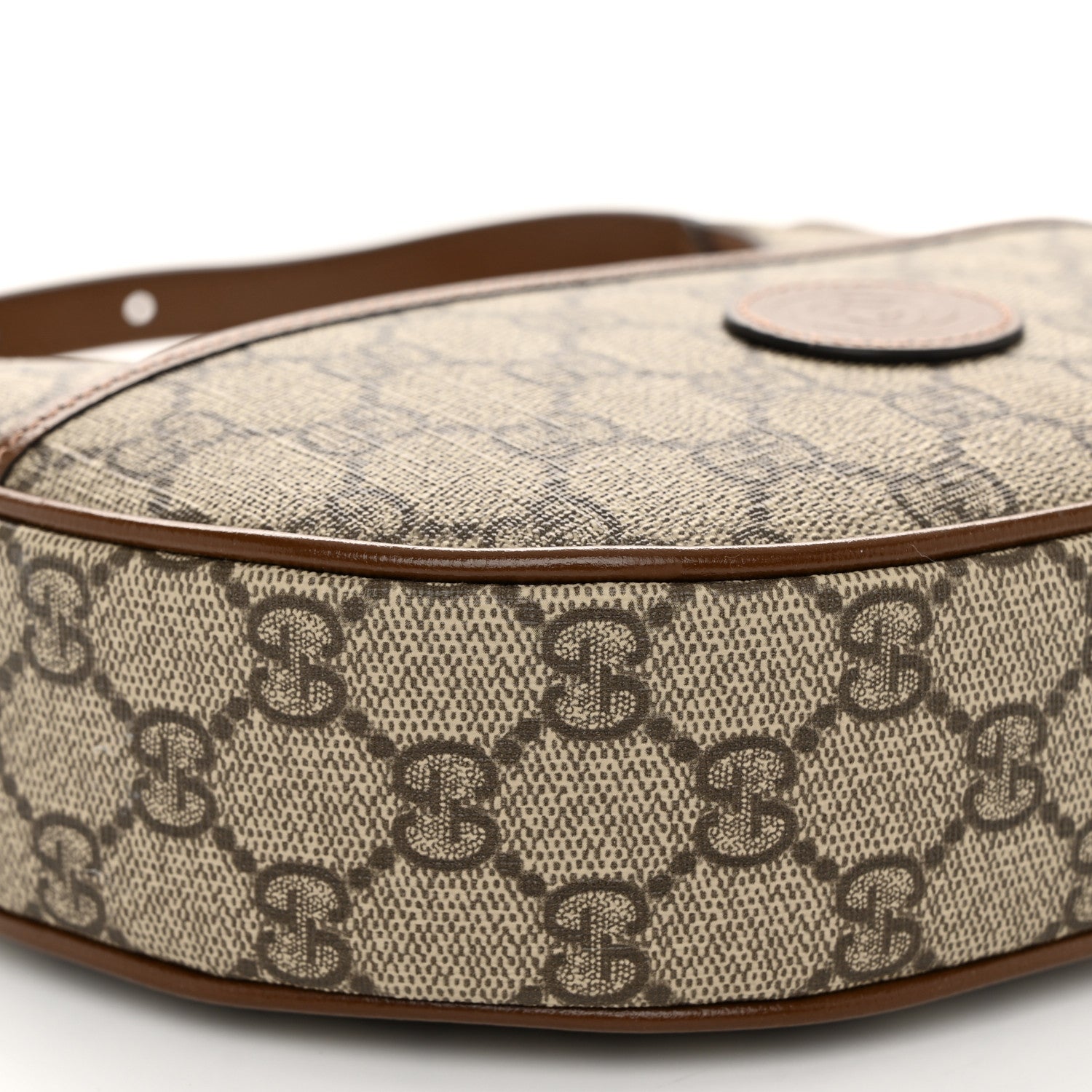 Gucci GG Supreme Monogram Azalea Calfskin Mini Retro Interlocking G Half Moon Bag Beige Ebony Brown Sugar 9 of 10