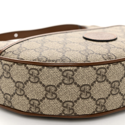 Gucci GG Supreme Monogram Azalea Calfskin Mini Retro Interlocking G Half Moon Bag Beige Ebony Brown Sugar 9 of 10