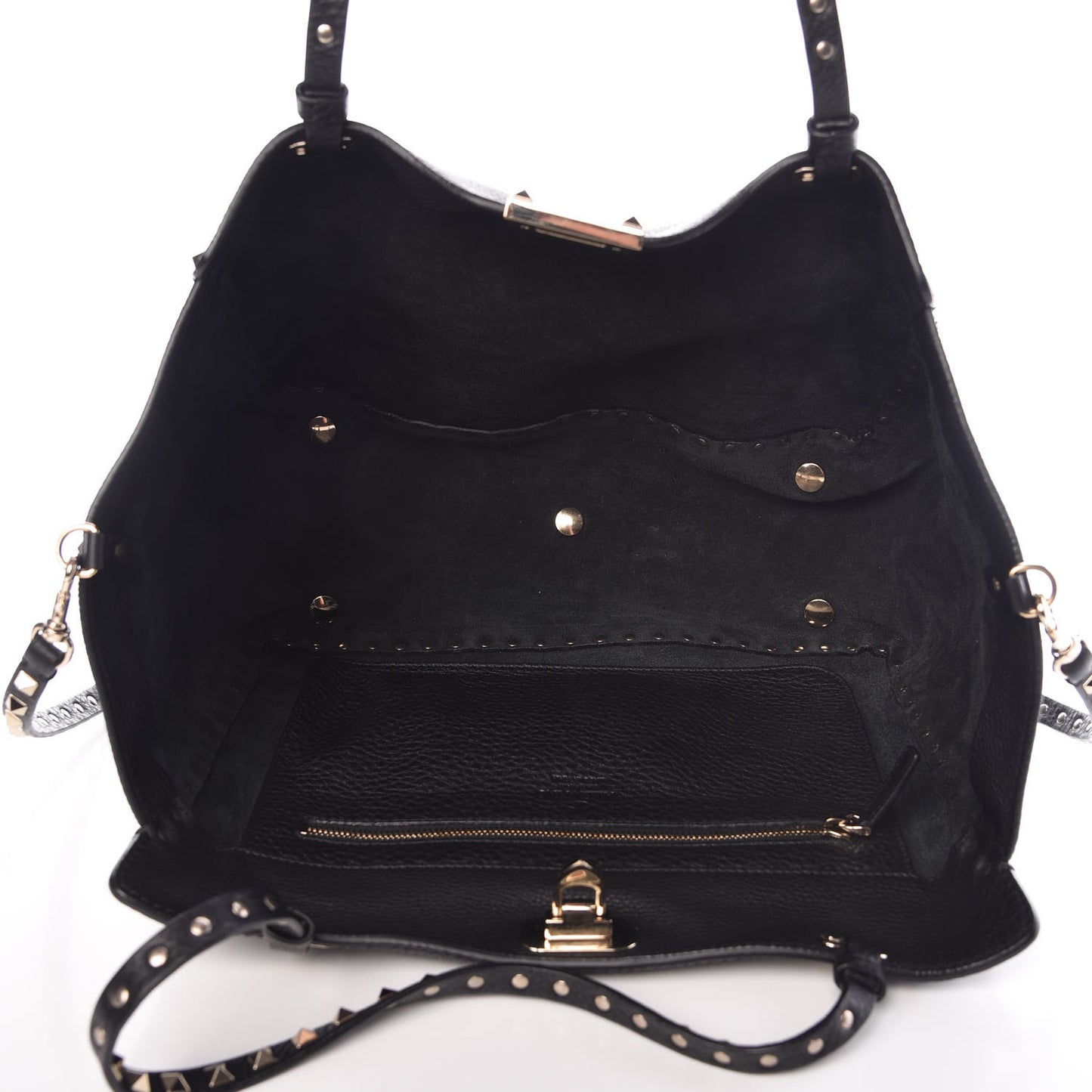 Alce Printed Calfskin Medium Rockstud Tote Black