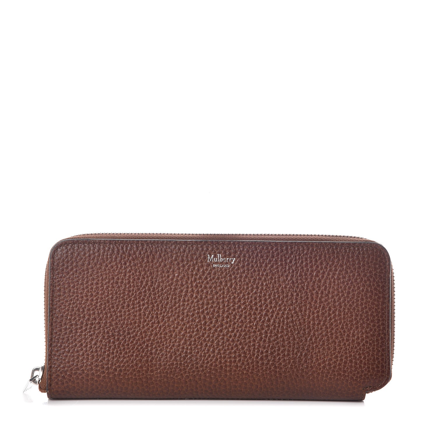 Natural Grain Leather Zip Around Wallet Oak