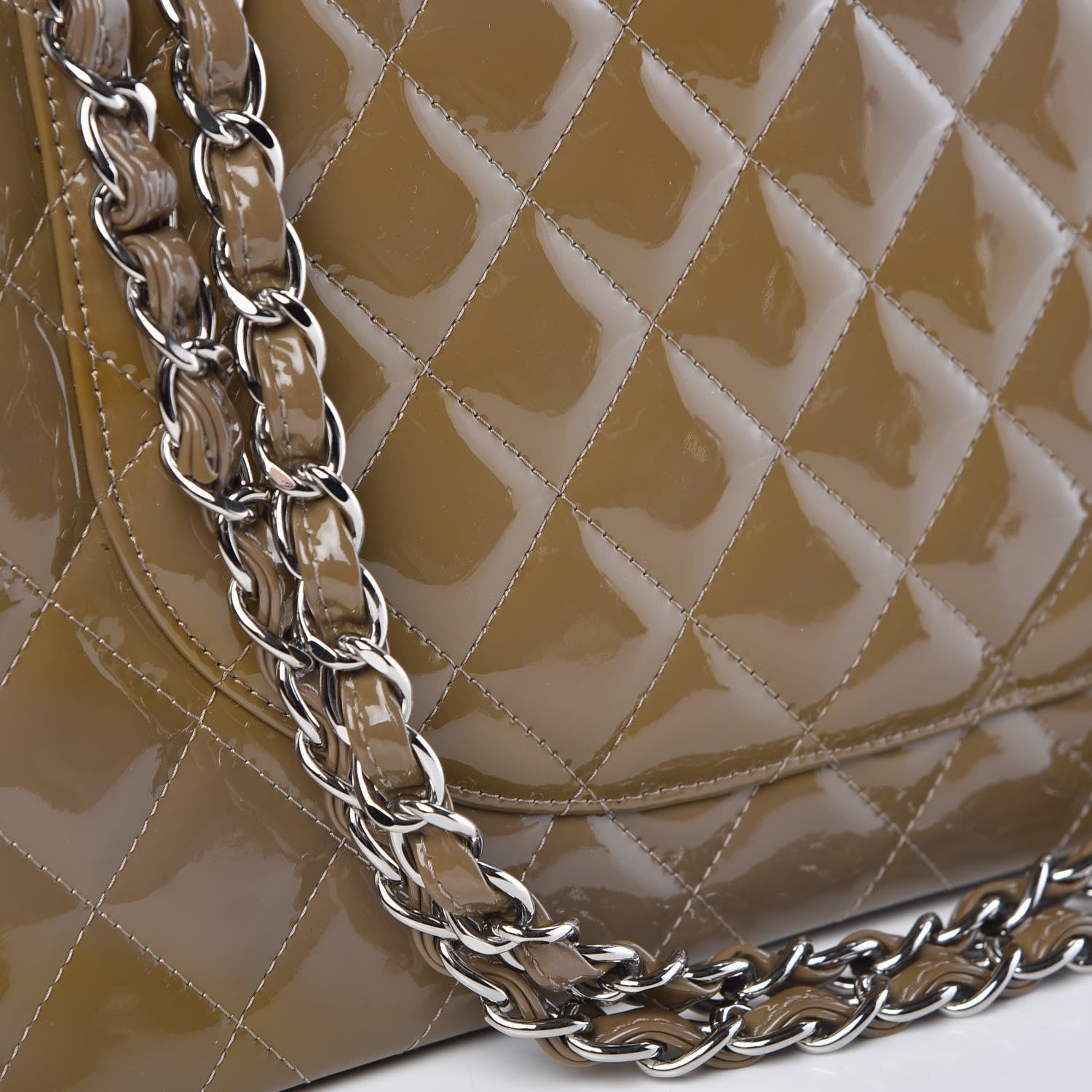 Chanel Patent Calfskin Quilted Maxi Double Flap Grey 15 of 15