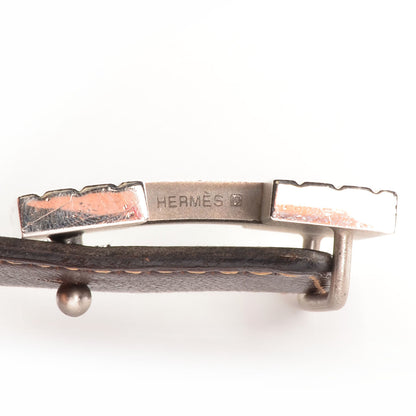 Hermes Box Evergrain Reversible Polished Cadena H 32mm Belt Noir Havane 65 6 of 7