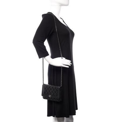 Chanel Lambskin Quilted Boy Wallet On Chain WOC Black 2 of 13