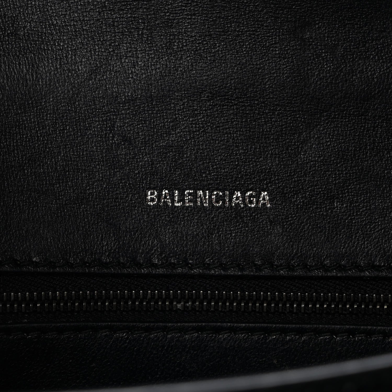 Balenciaga Shiny Calfskin Monochrome Crocodile Embossed Small Hourglass Top Handle Bag Black 6 of 8