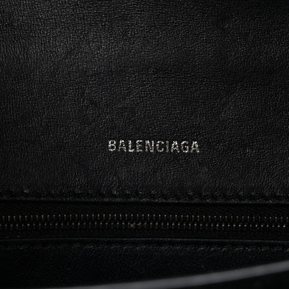 Balenciaga Shiny Calfskin Monochrome Crocodile Embossed Small Hourglass Top Handle Bag Black 6 of 8