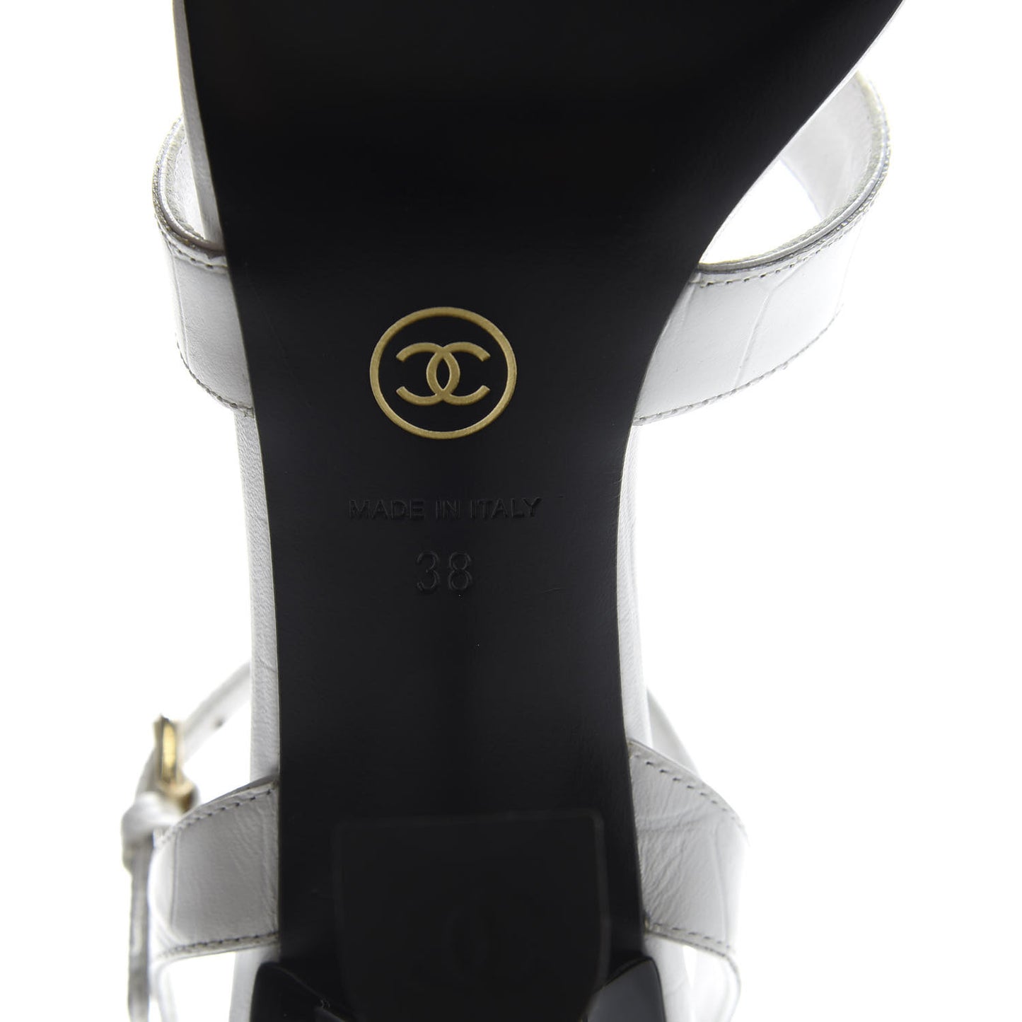 Calfskin Crocodile Embossed Sandal 38 White