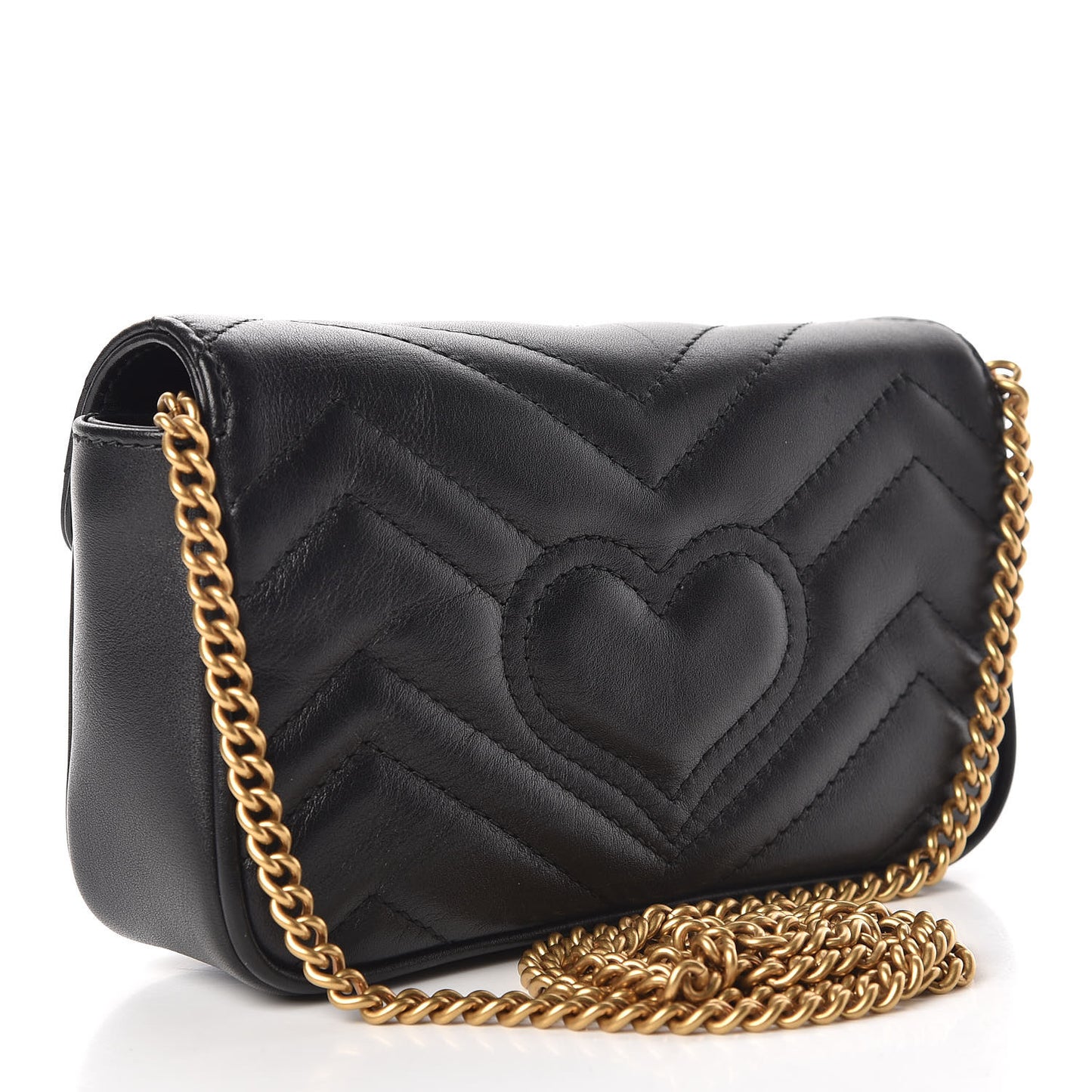 Calfskin Matelasse Super Mini GG Marmont Shoulder Bag Black