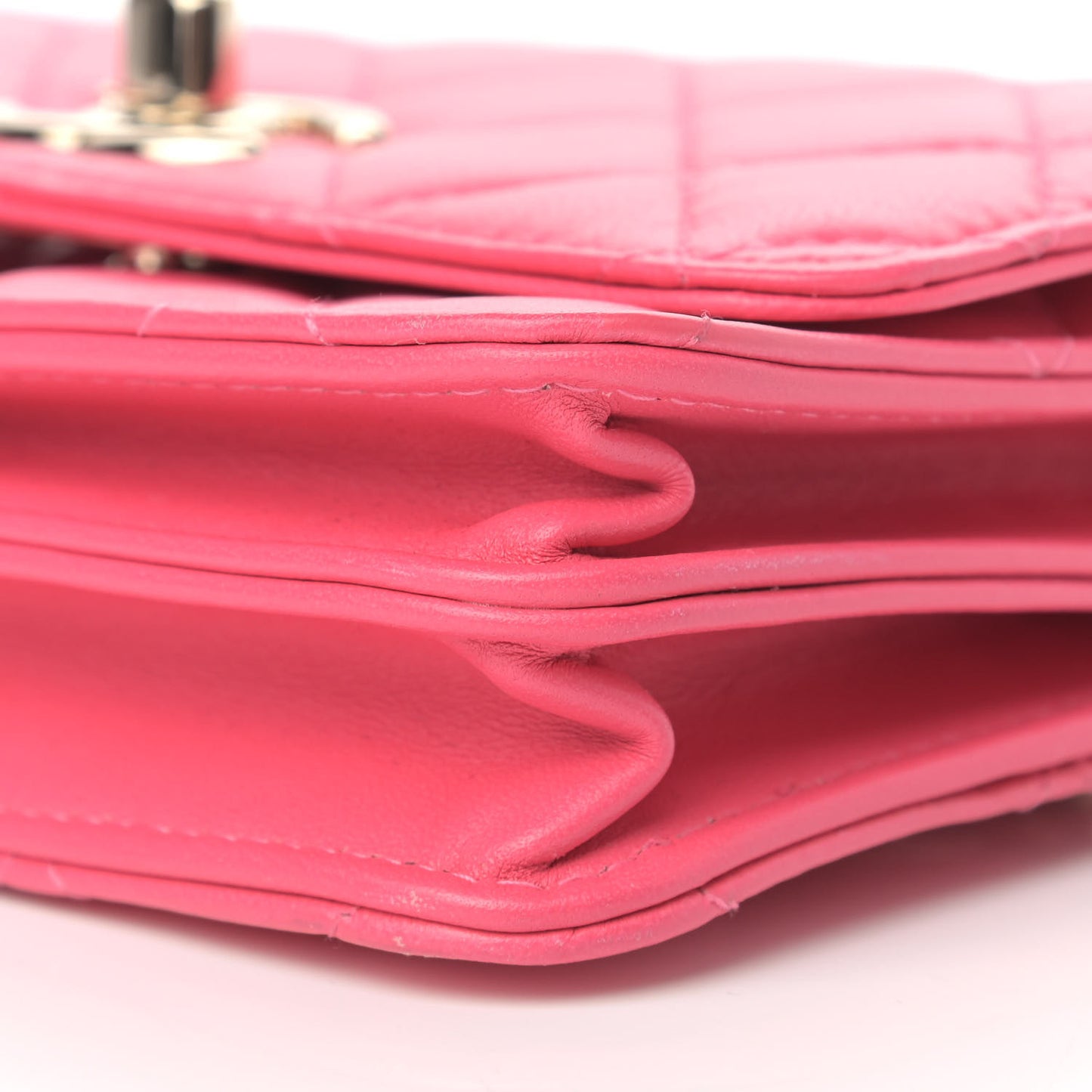 Lambskin Quilted Mini Trendy CC Wallet On Chain WOC Pink