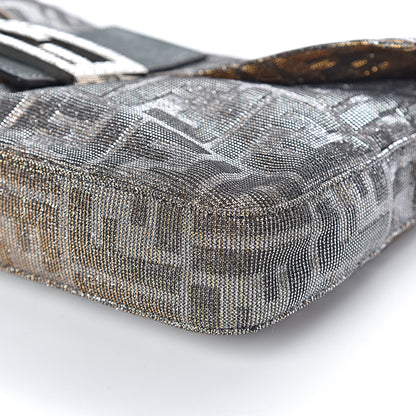Fendi Metallic Lurex Zucca Vitello Baguette Oro Argento 10 of 10