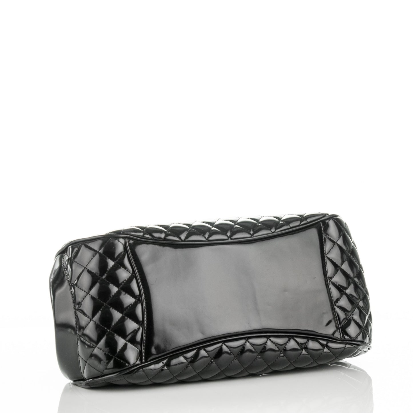 Glazed Calfskin Quilted Small Mademoiselle Frame Bag Black